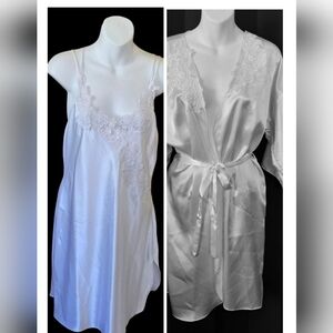 VTG White 2 Piece California Miss Lingerie Size Medium Peignoir Set Negligee